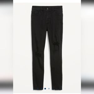 Old Navy Mid-Rise Rockstar Super Skinny Distressed Black Ankle Jeans Size 8